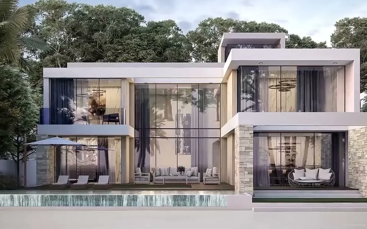 Coral Beach Villas: a five-bedroom villa with glass walls over its pool